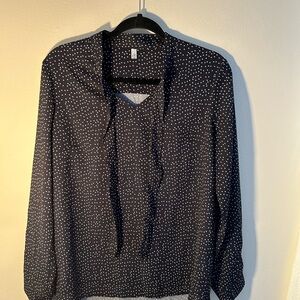 Acevog Black and White Polka Dot Blouse